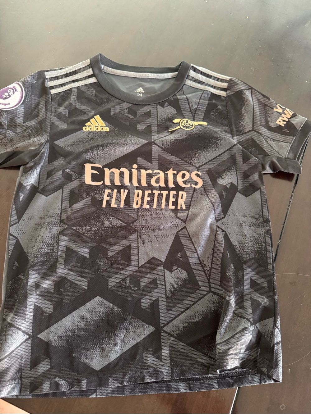 adidas Kids Black & Gold Arsenal Away Jersey